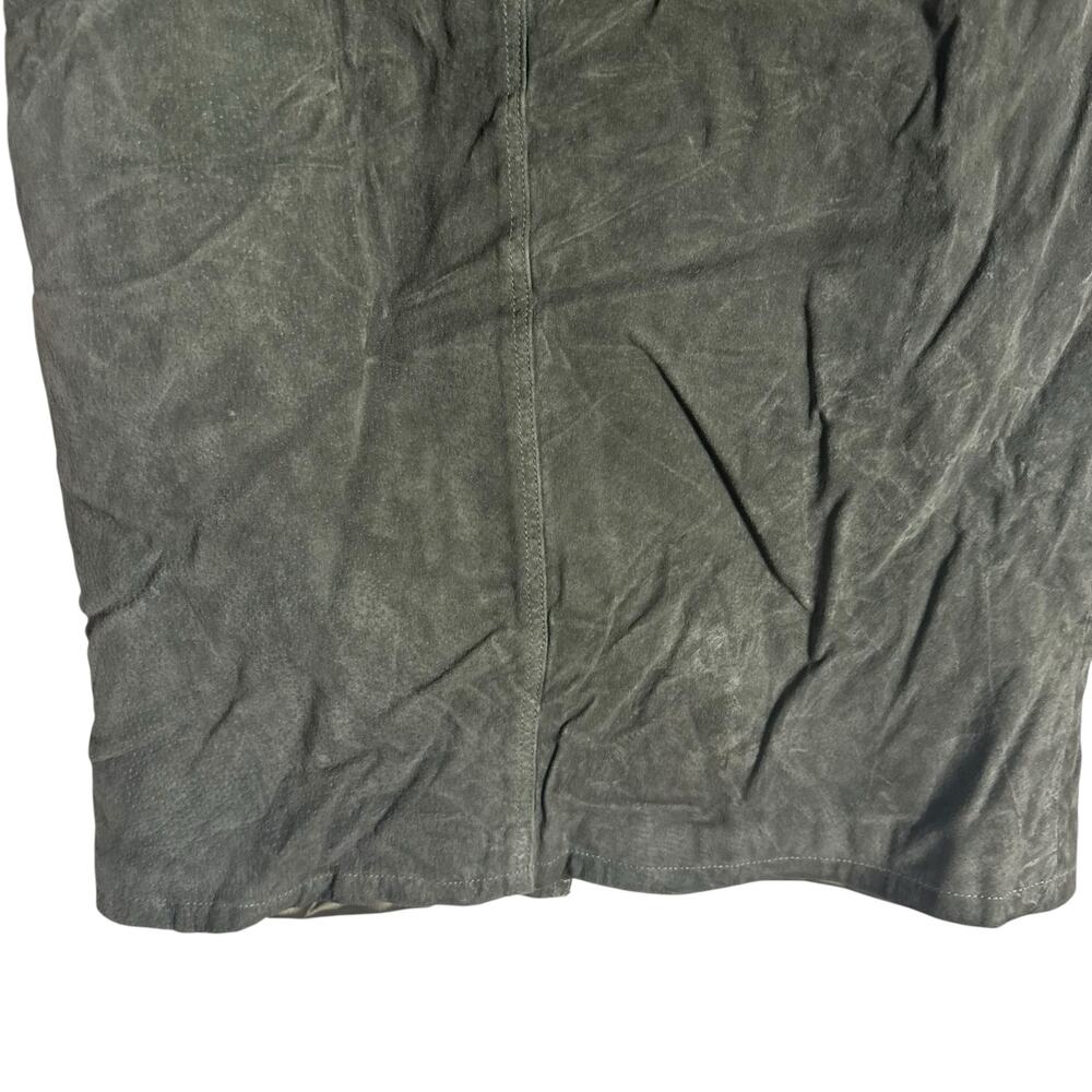 BlankNYC Hunter Green Retro Suede Leather Front Slit Pencil Midi Skirt Size 27 - Picture 13 of 16